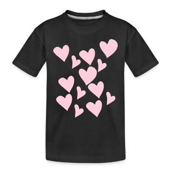 Cœurs roses délicats - T-shirt bio Premium Enfant - noir - Devant