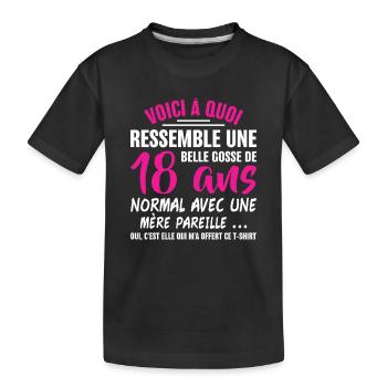 Anniversaire humour belle gosse de 18 maman drôle - T-shirt bio Premium Enfant - noir - Devant