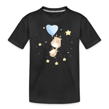 Adorable girafe dans l’espace - T-shirt bio Premium Enfant - noir - Devant