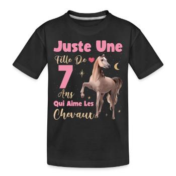 anniversaire noel fille 7 ans chevaux étoiles 7ème - T-shirt bio Premium Enfant - noir - Devant
