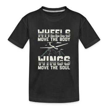 Les ailes déplacent l’âme - Idée cadeau de vol à voile - T-shirt bio Premium Enfant - noir - Devant