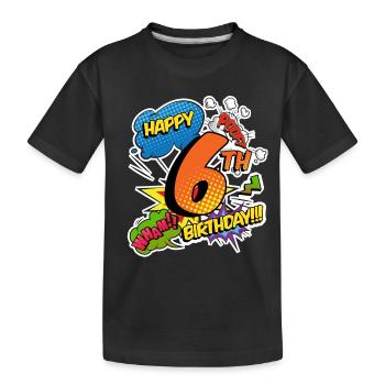6ème anniversaire Jeunes super-héros de style bande dessinée - T-shirt bio Premium Enfant - noir - Devant
