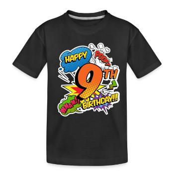 9ème anniversaire Jeunes super-héros de style bande dessinée - T-shirt bio Premium Enfant - noir - Devant