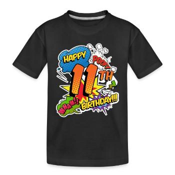 11ème anniversaire Jeunes super-héros de style comique - T-shirt bio Premium Enfant - noir - Devant