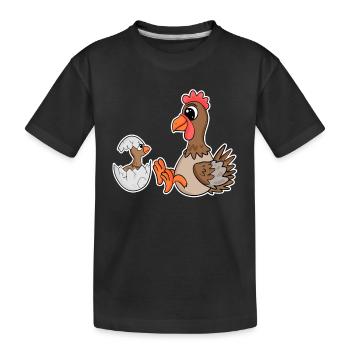 Chicken with baby chicken - Kids' Premium Organic T-Shirt - black - Front