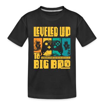 Big Brother Leveled Up Big Bro Gift Idea - Kids' Premium Organic T-Shirt - black - Front