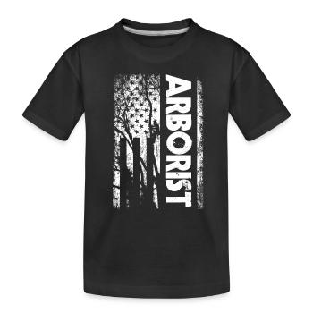 Baumpfleger USA Fahne - Kinder Premium Bio T-Shirt - Schwarz - Vorne