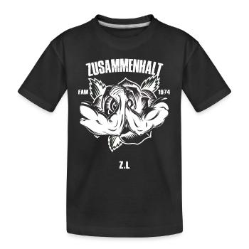 zusammenhalt rose 1974 FAM weiss - Kinder Premium Bio T-Shirt - Schwarz - Vorne