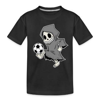 Grim Reaper with football - Kids' Premium Organic T-Shirt - black - Front