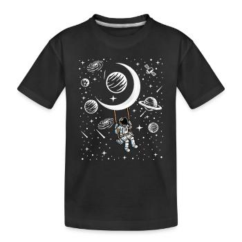Astronauten Schaukel Geschenk - Kinder Premium Bio T-Shirt - Schwarz - Vorne