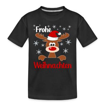 Weihnachts Rentier Frohe Weihnachten - Kinder Premium Bio T-Shirt - Schwarz - Vorne