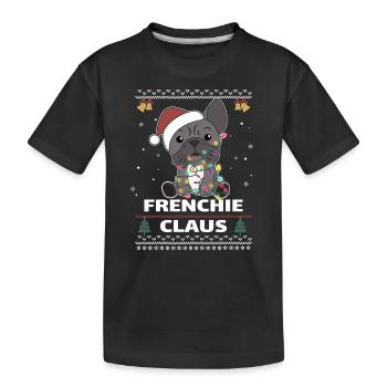 French Bulldog Weihnacht Wortspiel Frenchie Claus - Kinder Premium Bio T-Shirt - Schwarz - Vorne