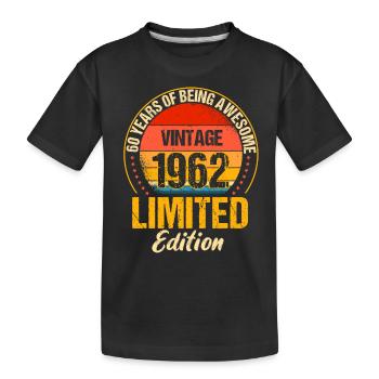 1962 Né à 60 ans Cadeau - T-shirt bio Premium Enfant - noir - Devant