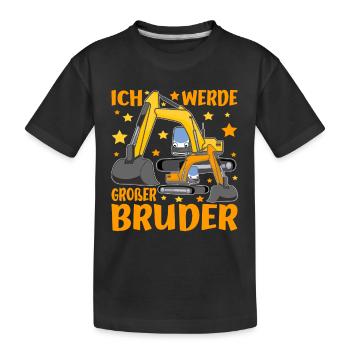 Grosser Bruder Bagger Ich Werde Großer Bruder - Kinder Premium Bio T-Shirt - Schwarz - Vorne
