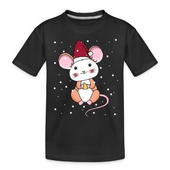 Xmas Kind Maus Schneeflocken Christmas Weihnachten - Kinder Premium Bio T-Shirt - Schwarz - Vorne