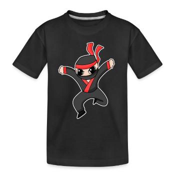Ninja - Kinder Premium Bio T-Shirt - Schwarz - Vorne