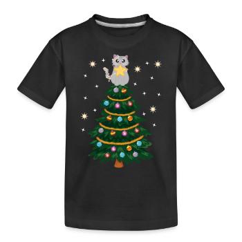 Cat Christmas Christmas Tree Christmas Tree - Kids' Premium Organic T-Shirt - black - Front