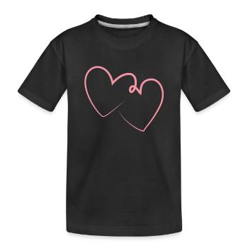 Doppeltes Herz In Rosa - Kinder Premium Bio T-Shirt - Schwarz - Vorne
