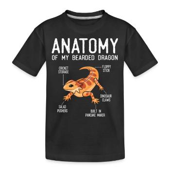 Anatomie d’un dragon barbu - T-shirt bio Premium Enfant - noir - Devant