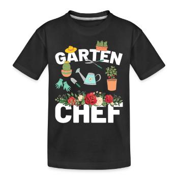 Gartenchef Gärtner Gartenarbeit Hobby Garten - Kinder Premium Bio T-Shirt - Schwarz - Vorne