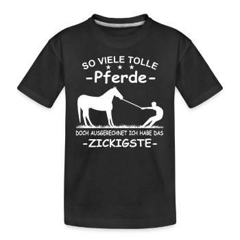 So viele tolle Pferde Führungskraft Pferd Reiterin - Kinder Premium Bio T-Shirt - Schwarz - Vorne