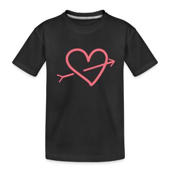 Rosa Herz Mit Pfeil - Kinder Premium Bio T-Shirt - Schwarz - Vorne