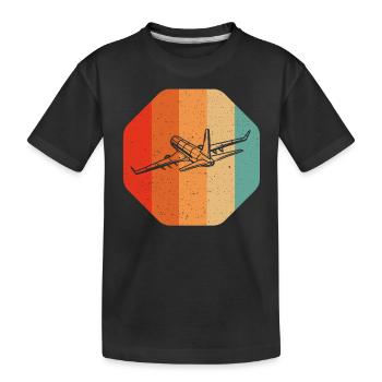 Retro Airplane for Airplane Airline Pilot - Kids' Premium Organic T-Shirt - black - Front