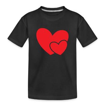 Rotes Doppel Herz Geschenkidee - Kinder Premium Bio T-Shirt - Schwarz - Vorne