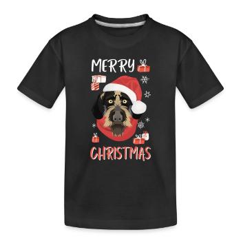 German Wirehair Christmas - Kids' Premium Organic T-Shirt - black - Front