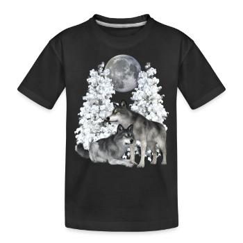 Wolf, Wölfe im Winter - Kinder Premium Bio T-Shirt - Schwarz - Vorne