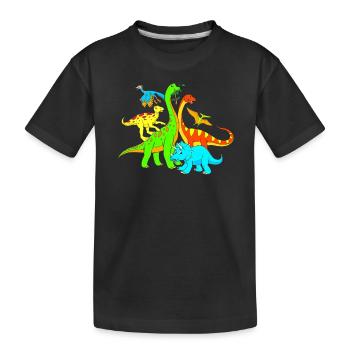 Kids Dinosaurs Colorful Dinosaurs - Kids' Premium Organic T-Shirt - black - Front