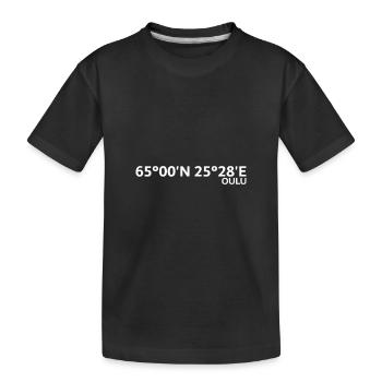 Oulu Koordinaten - Kinder Premium Bio T-Shirt - Schwarz - Vorne