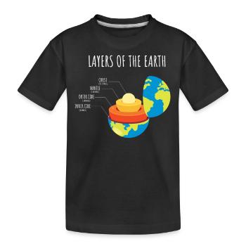 Layers of the Earth, Science, Earth, Planet - Kids' Premium Organic T-Shirt - black - Front