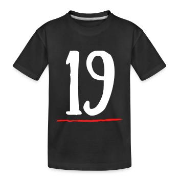 19 nineteen underlined red line - Kids' Premium Organic T-Shirt - black - Front