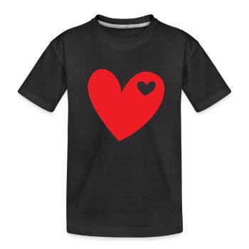 Rotes Doppel Herz Geschenkidee - Kinder Premium Bio T-Shirt - Schwarz - Vorne