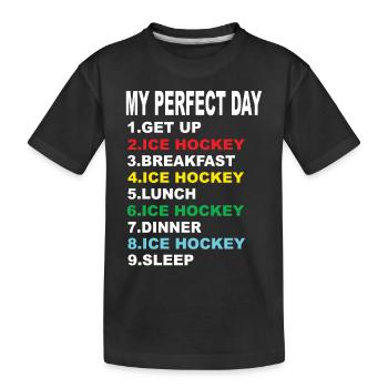 Mein Perfekter Tag Eishockey - Kinder Premium Bio T-Shirt - Schwarz - Vorne