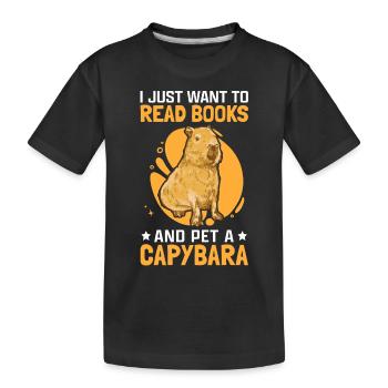 Capybaras streicheln und Bücher lesen Capybara - Kinder Premium Bio T-Shirt - Schwarz - Vorne
