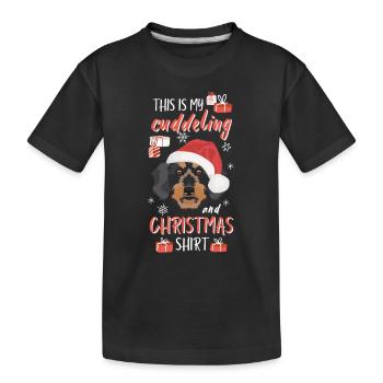 Rough-haired dachshund Christmas - Kids' Premium Organic T-Shirt - black - Front