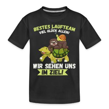Bestes Laufteam Läufer Marathon Spruch für Teams - Kinder Premium Bio T-Shirt - Schwarz - Vorne