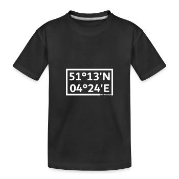 Antwerpen Koordinaten - Kinder Premium Bio T-Shirt - Schwarz - Vorne
