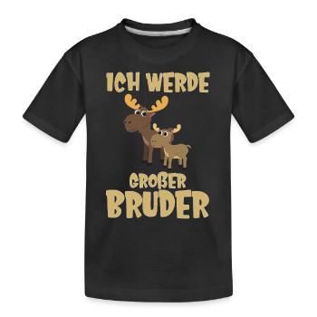 Ich werde großer Bruder Elche - Kinder Premium Bio T-Shirt - Schwarz - Vorne