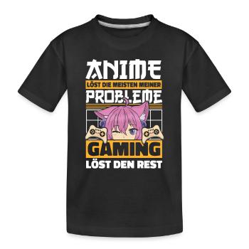 Anime Gamer Zocker Weeb Kawaii Anime Girl Otaku - Kinder Premium Bio T-Shirt - Schwarz - Vorne