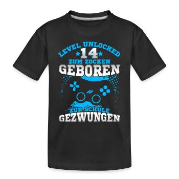 Level 14 Unlocked Geburtstag für Gamer - Kinder Premium Bio T-Shirt - Schwarz - Vorne