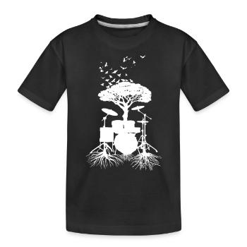 Schlagzeugerwurzeln, Drumsticks - Kinder Premium Bio T-Shirt - Schwarz - Vorne