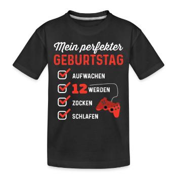 12. Geburtstag 12 Jahre Zocken Zocker Videospiele - Kinder Premium Bio T-Shirt - Schwarz - Vorne