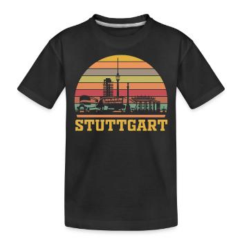 Stuttgart Retro | Stuttgarter Skyline Vintage - Kinder Premium Bio T-Shirt - Schwarz - Vorne