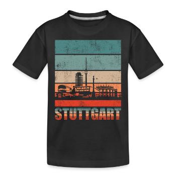 Stuttgart Skyline Geschenkidee - Kinder Premium Bio T-Shirt - Schwarz - Vorne