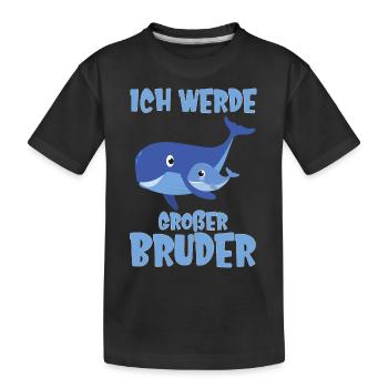 Ich werde großer Bruder Wal - Kinder Premium Bio T-Shirt - Schwarz - Vorne