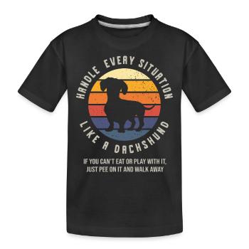 Dachshund, Weiner dog lover - Kids' Premium Organic T-Shirt - black - Front