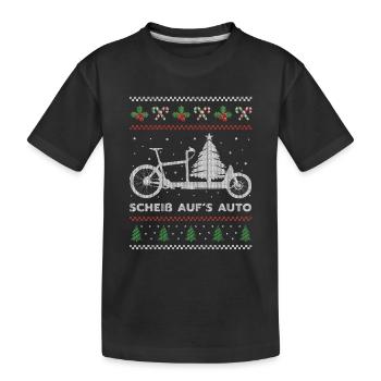 Lastenrad scheiß auf's Auto - Weihnachten Ugly - Kinder Premium Bio T-Shirt - Schwarz - Vorne